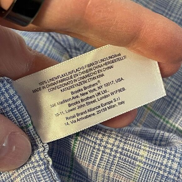 Brooks Brothers 346 Linen Plaid Button Down Shirt Size Large - Picture 5 of 7